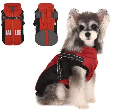 Lairle Hundemantel Winterjacke Wasserdicht Mit Geschirr für Kleine Mittlere Große Hunde