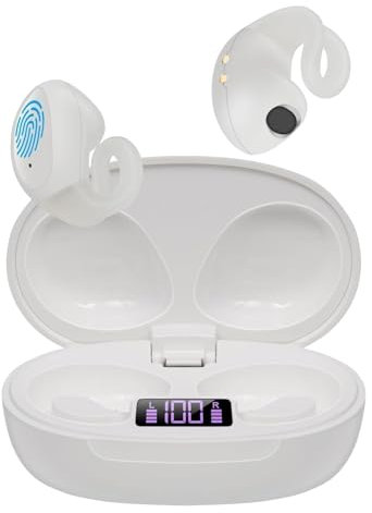 HOTHOA Nouveaux écouteurs Bluetooth sans Fil à Clipser, écouteurs Ouverts, écouteurs Bluetooth sans Fil de Sport, adaptés à la Course, au Cyclisme et au Jeu de Balle (Blanc)
