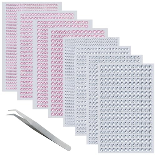 Lot de 3585 feuilles de strass autocollants rose clair mm pour décoration de bricolage, visage, yeux, ongles, cheveux