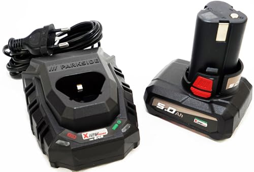 Parkside Performance 12V 5Ah Akku PAPK 12 5.0 A1 X12V Team + 12V 2,4A Ladegerät PLGK 12 A3 im Bundle/Set