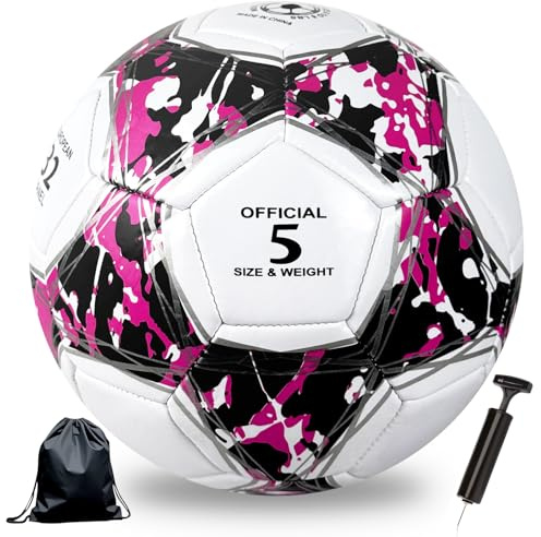 Astis Ballon de Football Soccer Ballon d'entraînement,Collection Officielle Taille 5,Ballon De Foot pour Enfants et Jeunes et Adulte,Conçu pour Les Fans de Football (Noir Rose, N° 5)