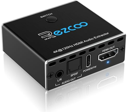 HDMI 2.1 Audio Extractor 4K 120Hz VRR ALLM ARC Audio Extractor Switch 2 IN 1 OUT VRR ALLM HDCP2.3 HDR10 Audio Converter SPDIF Optical 7.1/5.1CH,Stereo L/R Audio Breakout Dol