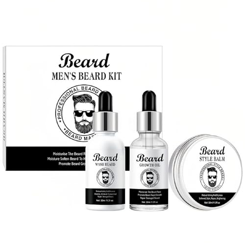 Beard Grooming Kit with Growth Oil,Shampoo,Balm,Men's Beard Growth Kit,Beard Care Grooming,Beard Conditioner,Men Gifts for Valentine's Day,Father's Day,Birthday,Thanksgiving,Christmas