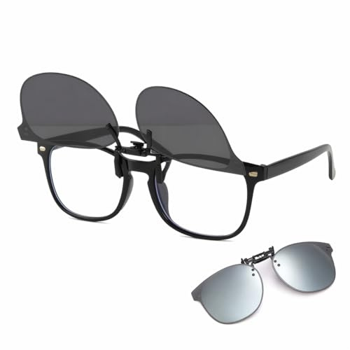leruiyezs Clip Gafas de Sol Polarizadas, Clip On Sunglasses, Ultraligeras, Abatibles, Protección UV400, Para Conducir y Actividades al Aire Libre, Ajuste Cómodo y Visión Sin Deslumbramiento