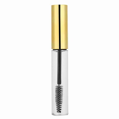 Omquot 10 Ml Tom Mascara Tube för Resor med ögonfransstav Hållbar Miljövänlig Design för ögonfranstillväxtolja och Smink (10ml lock i ljust guld)