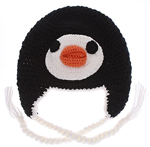 Tiermütze Strick Mütze Skimütze Tiergesicht Cartoon Wolle Unisex Kinder Winter | Wintermütze Häkelmütze orange |Einheitsgröße Mädchen Jungen gehäkelt Bert Moorhuhn Eule Pinguin Tiger Pinguin