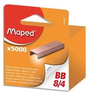 Maped 325202 8 agrafes BB 8/4, cuivré, gros paquet - Modèle aléatoire