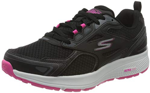 Skechers Women's Go Run Consistent Sneaker, Black/Pink, 9 Wide