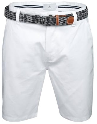 Xact Men's Premium Tailored Chino Shorts – Smart Summer Style, Zip Fly, Multiple Pockets, 9.5-Inch Inseam (White with Belt) 34