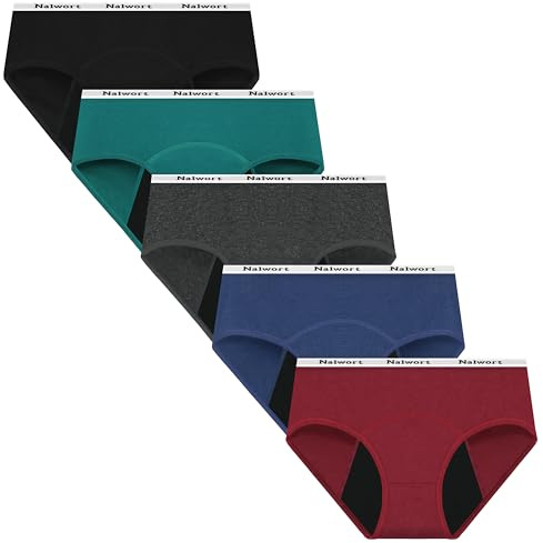 Nalwort Womens Period Underwear Menstrual Period Panties Postpartum Cotton Panties 5 Pack - - L