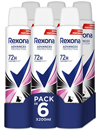 Rexona Desodorante Aerosol Advance Protection Invisible Pure 72 h para mujer 200 ml - Pack de 6