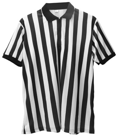 Men's Official Umpire Jersey Black and White Stripe Referee Shirt