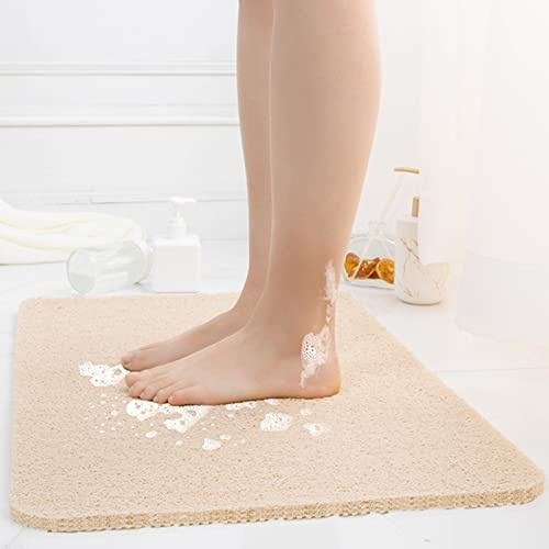 LY4U Tapis de Douche Antidérapant Doux Loofah Anti Moisissure PVC Tapis de Bain pour Cabine de Douche Salle de Bains 50x80cm Beige