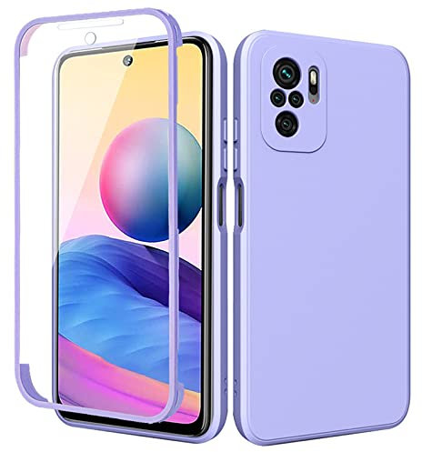ALUSO Estuche a Prueba de Golpes de protección Completa 360 para Xiaomi Redmi Note 10 9 8 Pro MAX 10S 9A 9C Mi 11 Película de Pantalla Frontal de Silicona líquida Trasera, T6, para Redmi Note 9S