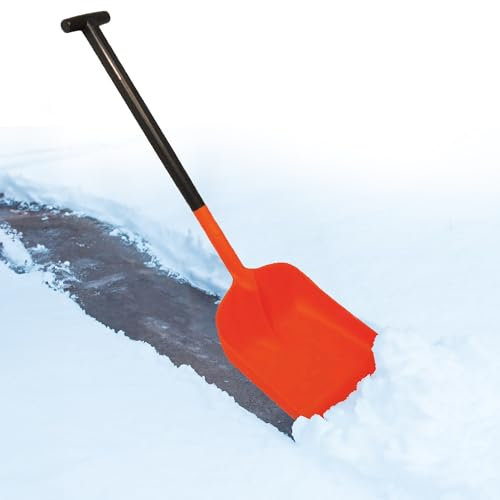 Horison Industries Snow Shovel Heavy Duty, Multi Purpose Shovel, Long Handle Shovel - Plastic Pan Shovel, 334 mm x 1035 mm Mini Shovel for Winter, Heavy Duty Polypropylene Shovels for Snow Removal