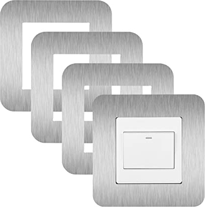 JJWNMLL 4 st ljusströmbrytare, omgivande ljusströmbrytare, skyddsplattor, ljusströmbrytarskydd (silverfärgade)