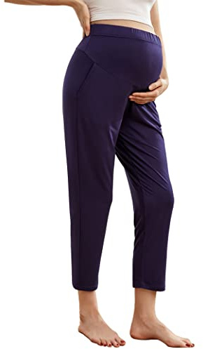 COLOMI Pantaloni Premaman da Donna, per Gravidanza, Straight Relax Ultra Comodo Pigiama e Yoga