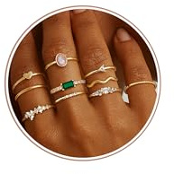 ORAZIO 10 Pcs Bague Femme Or Ring Bague Plaquée Or 14 Carats Femme Pouce Bague Empilables Knuckle Bagues Minces Zircone Cubique Alliance Femme Or Bague Fiançailles Taille 49-65