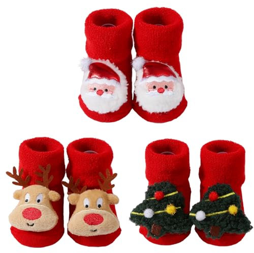 Chaussettes Sensorielles Bebe, Hochet Chaussette Bebe Naissance, Chaussette Noel Bebe Antiderapante, Jouet Bebe 0-12 Mois, Jeux Eveil Bebe Hiver Chaudes Chaussette Enfant (FR/ES, Âge, 12 mois, C)