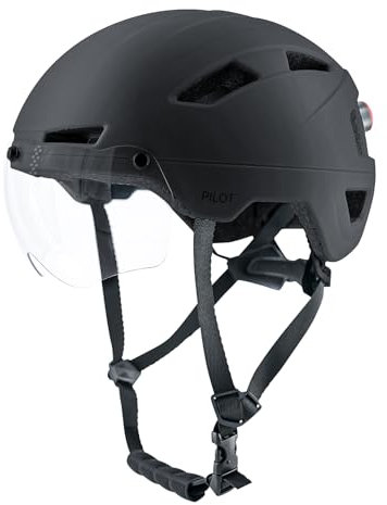 Masdio Lightweight Bicycle Helmets with LED Lights, with Visor, Adult Bike Helmets, Large & Standard Size, Helmets for Adults (L)