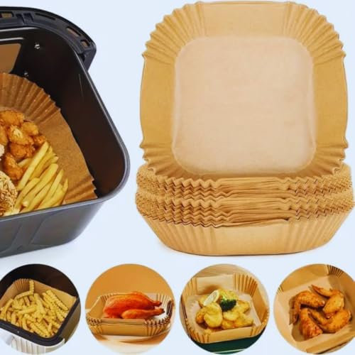 Small Air Fryer Liners (Square (16 x 4.5) cm, 50PCS Airfryer Liners for 5-8QT Air Fryer, Oil-Proof, Baking Parchments Disposable Paper Liners Compatible with COSORI, Tower Air Frye, Ninja.