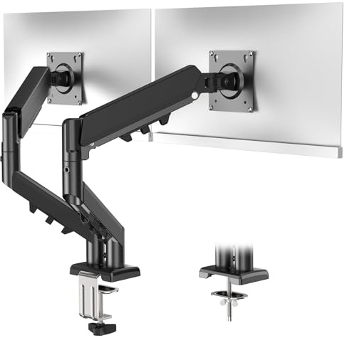 MOUNTUP Dual Monitor Arm Desk Mount for 13 to 32 Inch Screens, Monitor Arms for 2-9kg Computer Screens, Height Adjustable Stand with Tilt, Swivel, and Rotation,VESA 75 & 100 mm, EU8014B