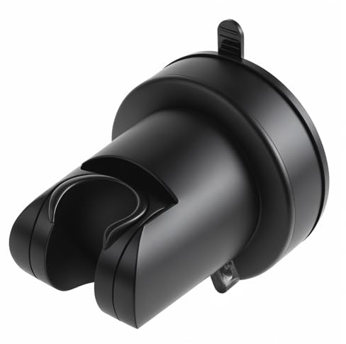 Suction Cup Shower Head Holder, Removable Shower Head Bracket No Drill Wall Mount Holder, ABS Plastic Shower Wand Holder Universal Suction Holder for Bathroom(Black)