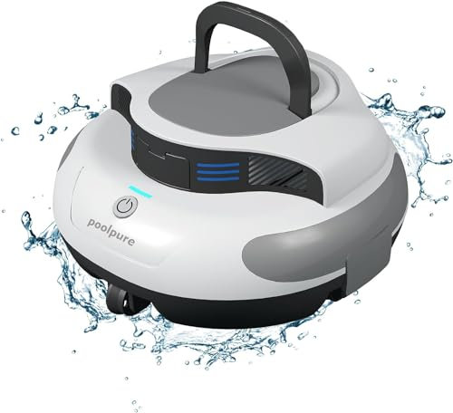POOLPURE Poolrobot Piscina, 5000 mAh Pulizia Doppio Motore, Doppio Sensore Hall, Display LED, Parcheggio Automatico, IPX8 Impermeabile, Aspirapolvere Senza Fili