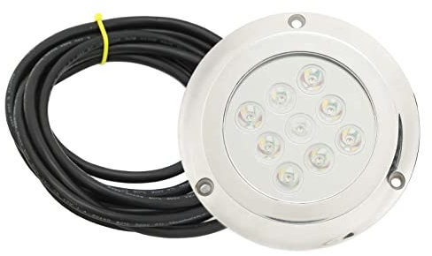 Psytfei Lampada subacquea per yacht DC 12V-24V Vetro temperato IP68 Lampada per piscina con cupola per acqua di mare impermeabile Lampada per barca a LED marina (Luce blu)