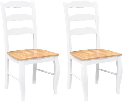 vidaXL Sedie da Pranzo 2 pz Bianche in Legno Massello di Hevea, sedia da pranzo, sedia da cucina, sedile da pranzo, sedia, sedia da soggiorno