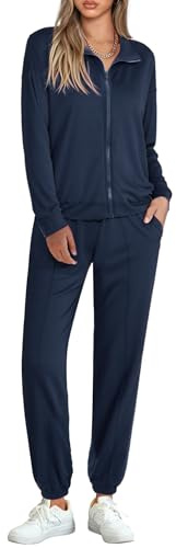 Terecey Survêtement Femme à Manches Longues Jogging Femme Ensemble 2 Pièces Veste Zippée et Pantalon pour Fitness ou Détente pour Fitness Sport