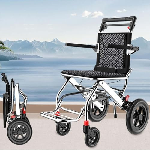 Sedia a rotelle pieghevole leggera – Sedia portatile in alluminio da viaggio – Multiuso, design super leggero
