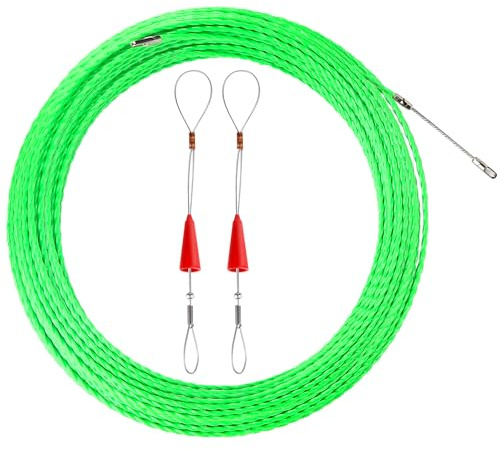 50M Aiguille Electricien, Tire Fils Electrique Aiguille Tire Fil avec 2 Ressorts de Guidage, Tire Cable Electrique Diamètre 4 mm pour Pose Conduit de Sol