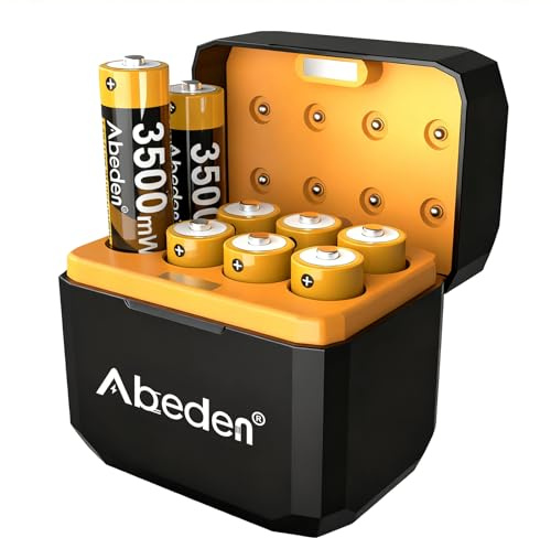 Abeden Rechargeable AA Batteries with Fast Charger, 8Pack 3500mWh 1.5V Lithium Double A Batteries,High Capacity pilas,Rechargeable up to 2000 Times,Black