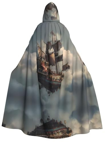 UFhgjjb Cape à capuche Halloween – Adulte Flottant Bateau Imprimé Costume Robe pour Mascarade, Carnaval, Exposition Comic