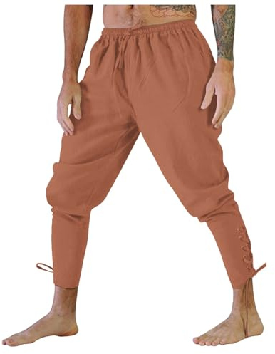 Générique Pantalon de Pirate médiéval rétro pour Homme - Pantalon de Travail décontracté avec Bande de Cheville - Pants de Jogging Viking Halloween - Costume de Renaissance - Cosplay