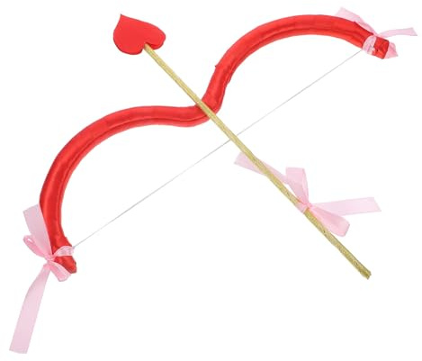 HOMSFOU Ensemble Flèche et Arc de Cupidon Rouge en Écume et Tissu Léger, Accessoire Réutilisable et Polyvalent pour Costume de Cupidon Lors de Fête Costumée