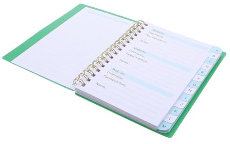 HOOTNEE Carnet Compact À Spirale Avec Index Alphabétique Pour Seniors - Registre Des Mots De Passe En Papier Non-Bavure Pour Usage Quotidien