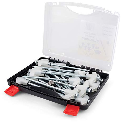 amazama Tent Stakes - 16 Heavy-Duty Ground Screw Anchor Pegs - Galvanized - Non Rust - Perfect for Yard, Garden, Awning & Canopy - Glow-in-The-Dark Tops - Hex Tool & Carry Case - Gazebo - Accessories