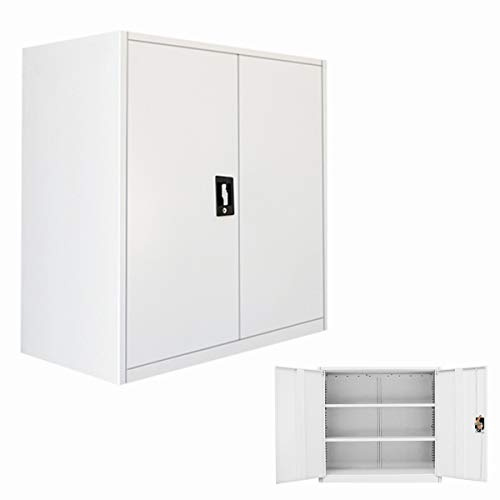 Panana 3 Layer Office Storage cupboard filing Document cabinet metal shelves 2-door and lock system, Assembly required (3 Tier)