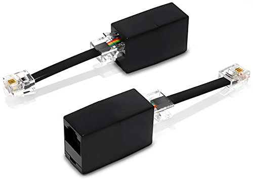 RetailAndBulk 2-Pack RJ11 to RJ45 Adapter Phone Line to Ethernet – RJ45 Female to RJ11 Male for Landline, Fax, DSL Modem Connection (Black, Made in USA)