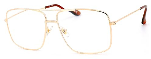 NEW VISION Gafas Presbicia Hombre, Aviador, Marcos Metal, Estilo Retro Ordenador, De Lectura para Hombre y Mujer, NV5728 (Oro, 1.5)