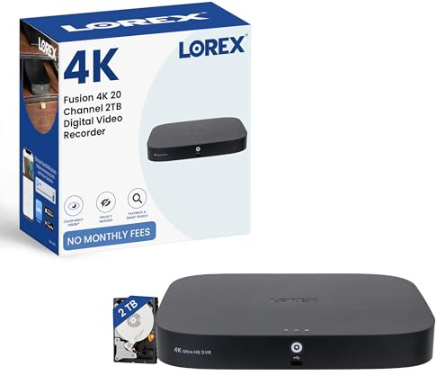Lorex 4K Fusion DVR for Security System | 20 Channel (16 Wired + 4 Fusion) | 2TB Local Storage | Smart Motion Detection | Active Deterrence | No Monthly Fees | Voice Control | Expandable to 16TB