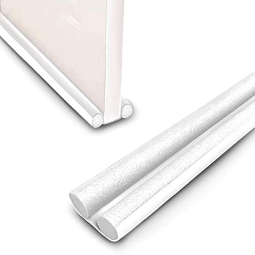 Burlete puerta entrada, burlete bajo puerta hasta 92cm, burlete puerta exterior aislante frío, calor, insectos, polvo, suciedad, etc, aislante acustico burlete en 4 colores a elegir(92cm, Blanco)