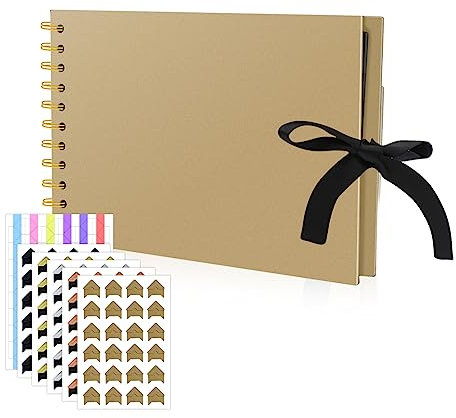 MultiValue Fotoalbum zum Selbstgestalten, Loseblatt Sammelalbum 30 Doppelseitige Seiten Gästebuch 8,5 x 5,8 Inch mit Einer Fotoecke für Jubiläumsgeschenke Abschlussfeiern DIY Sammelalbum (Gelb)