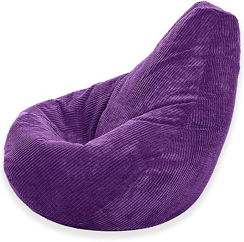 Gilda High Back Gaming Chair Bean Bag Delivered Filled Corduroy (Purple)