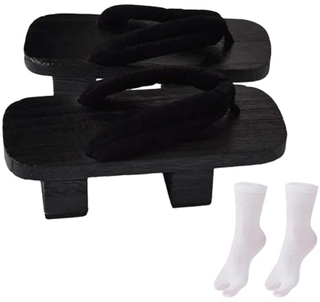 Zapatillas Tipo Zuecos de Madera Japonesas, Portátiles, Zapatos Japoneses Tradicionales, Sandalias para Viajes Y Playa, Negro, 42