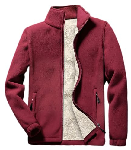 Jamron Hombre Tallas Grandes Invierno Cálida Chaquetas de Forro Polar con Cremallera Completa y Cuello Alto y Bolsillos (S-6XL)