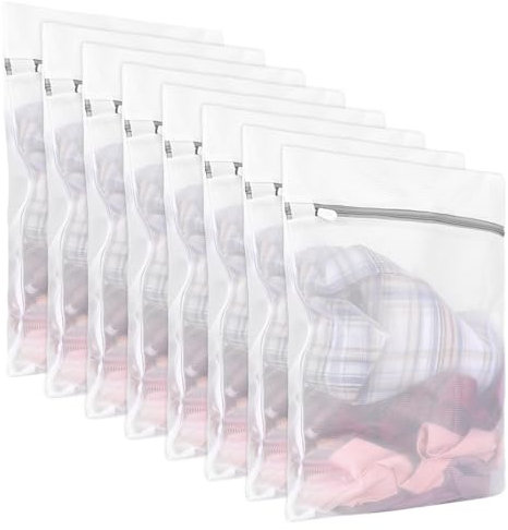 8 Stück Wäschenetz für Waschmaschine, Wäschesäcke 40 x 30cm, Wäschenetz Klein mit Versteckter Reißverschluss, für Feinwäsche, Bluse, Strumpfwaren, Unterwäsche