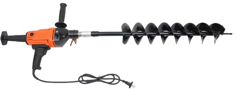 SABUIDDS Punta a spirale da giardino, lunga, elettrica per trapano, lumache per parchi, giardini, cortili (con punta da terra Ø 120 mm, profondità di foratura 80 cm, senza batteria) (arancione, doppia